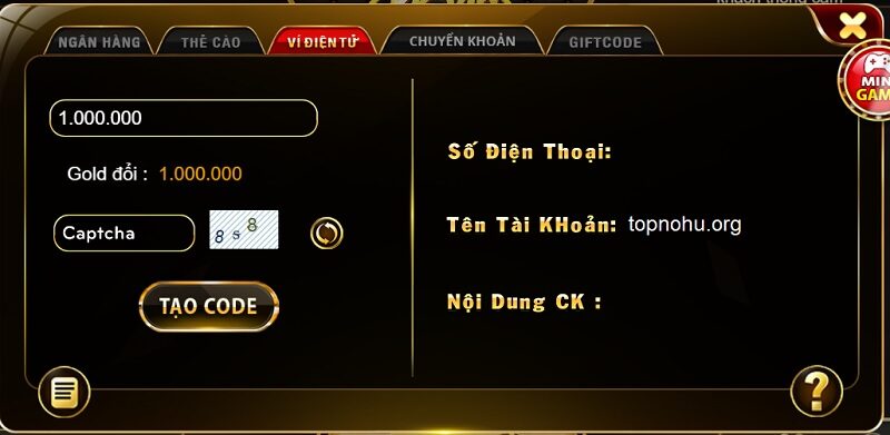 Nạp tiền bằng ví điện tử tại cổng game nổ hũ KKVin